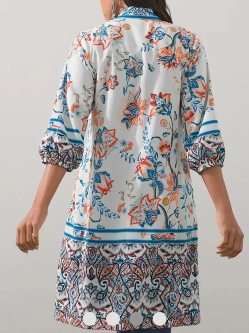 CHICO'S Rising Bloom Floral Open Front Kimono Jacket Cardigan Size 1/M